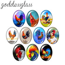 New Oil painting style Cock Rooster 10pcs mixed 13x18mm/18x25mm/30x40mm Oval photo glass cabochon demo flat back Making findings 2024 - buy cheap