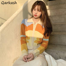 Cropped Cardigan Women Chic Vintage Orange Korean Trendy Soft Single Breasted Knitted Stylish Femme Harajuku Sweet Kpop Spring 2024 - buy cheap