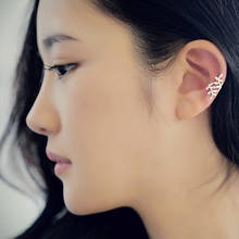 Women's One Ear Clip Punk earrings Crystal Leaf Ear Sleeve Cartilage Wrapped in Earrings Tree Leaf Ear Clip серьги женские #40 2024 - buy cheap