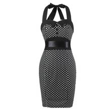 Black Polka Dot  Sexy Halter Sheath Rockabilly Dress Vintage Women Summer 50s Pin Up Leopard Print  Slim Pencil Bodycon Dresses 2024 - buy cheap