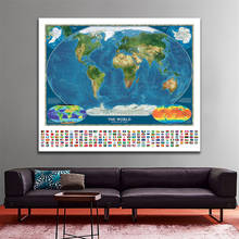 Non Woven World Map Decorative Map 90x90cm Global Satellite Mosaic Map 2024 - buy cheap