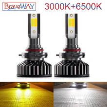 BraveWay 3000K+6500K LED Car Lights H1 H7 H11 Led Headlight Bulbs 12V 80W 10000LM 9005 9006 HB3 HB4 H8 H3 LED Fog Lamp for Auto 2024 - buy cheap