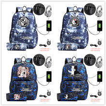 2 pcs/lot Danganronpa Monokuma canvas travel bag School Bag with Pencil case usb charging shoulder bag Teenagers Laptop bag 2024 - buy cheap