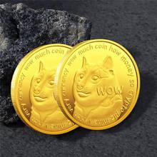 1 pieza Enchapado oro plata Dogecoin monedas conmemorativas lindo diseño de perro año colección monedas casa decoración monedas Dropshipping. Exclusivo. 2024 - compra barato