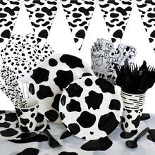 Cow tema descartável conjunto de utensílios de mesa placa de papel descartável palha copo vaca para o casamento aniversário decoração festa suprimentos 2024 - compre barato