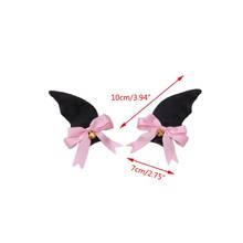 Plush Devil Bat Wing Hair Clips Sweet Bowknot Bell Lolita Cosplay Party Hairpins LX9E 2024 - buy cheap