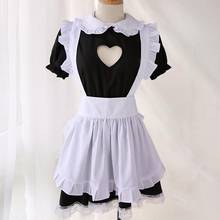 Women Sexy Loving Heart Cosplay French Apron Maid Servant Lolita Costume Halloween Dress 2024 - buy cheap