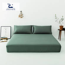 Liv-Esthete Dark Green 100% Silk Fitted Sheet Silky Mattress Cover Bed Sheets Pillowcase Home Decor For Women Men Queen King 2024 - buy cheap