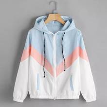 Women Windbreaker Jacket Female Multicolor Patchwork Hooded Jacket Basic Jackets Color Block Coats For Women 2024 - buy cheap