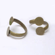 Ajustes de anillo abierto en blanco con almohadilla de pegamento de círculo plano doble de 10mm y 12mm, cabujón de camafeo, Bases de anillos, accesorios de textura de vidrio 2024 - compra barato