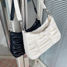Женская сумка из мягкой искусственной кожи на одно плечо, винтажный дизайнерский плиссированный саквояж на подмышек, простая модная дамская сумочка для телефона 2024 - купить недорого