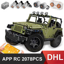 DHL 13124 MOC RC Jeep Wrangler aventurero Off-road auto bloques de construcción técnica ladrillos juguetes para niños regalos para niños 2024 - compra barato