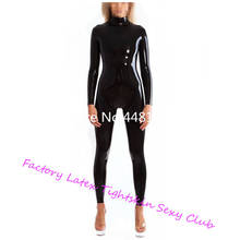 Sexy Black Latex Catsuit Rubber Zentai Suit Neck Entry Rubber Bodysuit With Crotch Zip High Quality Women's Cat-suit 2024 - buy cheap