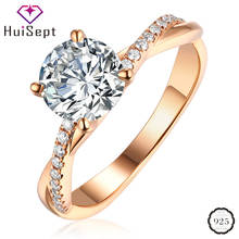 HuiSept-Anillo de plata 925 para mujer, accesorios de joyería de piedras preciosas de circonita AAA redonda, anillos abiertos, fiesta de boda, envío directo 2024 - compra barato