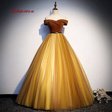 Vestido de baile de ouro princesa quinceanera vestidos meninas frisado masquerade doce 16 vestidos de 15 anos vestidos de baile 2024 - compre barato
