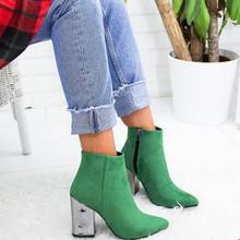 Botas femininas tornozelo resistente, novo sapato de salto alto de veludo para outono primavera e primavera 2019 2024 - compre barato
