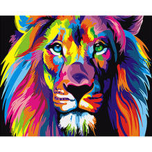 Sdouno moldura de 60x75cm diy, pintura por números de leões, animais coloridos, pintados à mão, pintura a óleo por números, decoração para casa 2024 - compre barato