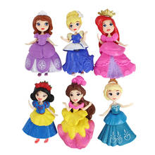 Q Posket-figuras de princesas Blancanieves, Bella, Sofía, enredados, Elsa, Cenicienta, muñecas modelo de Bella Durmiente, 8cm, 6 unids/lote 2024 - compra barato
