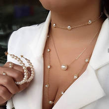Women's Necklaces Multi Layer Imitation Pearl Clavicle Chain Elegant Thin And Long Necklace For Girls Wedding Gift Jewelry 2024 - buy cheap