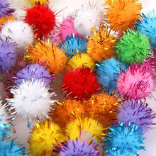 Pack of 100Pcs Mini Tinsel Sparkly Small Pom Pom Ball Cat Kitten Pet Dog Bird Play Toys Glitter Toy Pompom Blingbling Balls 2024 - buy cheap