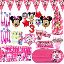 Disney Minnie Mouse Party Supplies birthday Banner cup plate napkin tablecloth baby Girl Minnie Theme Party Decorations balloons 2024 - buy cheap