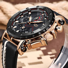 LIGE Men Watch Male Leather Automatic Date Quartz Watches Mens Luxury Brand Waterproof Sports Big dial Clock Relogio Masculino 2024 - buy cheap