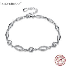 SILVERHOO Minimalist Sterling Silver Bracelets For Women Shining Zircon Chain Bracelet Silver 925 Jewelry Romantic Wedding Gift 2024 - buy cheap