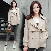 Mujer Outwear Women's 2020 Spring Autumn Korean Trend Trench Coat Women Slimming Double Breasted Ladies Black Windbreaker Q281 2024 - buy cheap