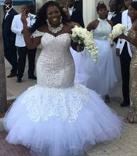 В африканском стиле свадебное платье с юбкой-годе уникальный Блестками Аппликации Элегантные черного цвета; обувь под свадебное платье для невесты; большие Размеры на шнуровке Vestido de festa 2024 - купить недорого