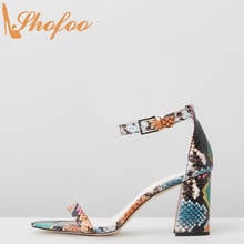 Multi cor de salto alto grosso dedo do pé aberto sandálias femininas tornozelo cinta fivela tamanho grande 15 16 senhoras moda verão sapatos sexy shofoo 2024 - compre barato