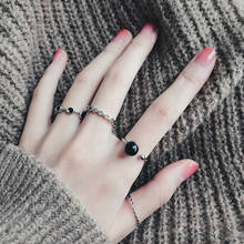 4 pcs anéis geométricos minimalistas joias da moda vintage chique punk preto resina esmalte anel de pedra para mulheres 2024 - compre barato