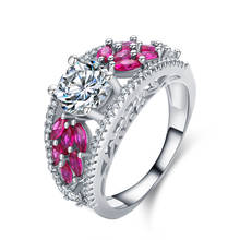 MDEAN Branco Anéis para As Mulheres da Cor do Ouro Rosa Anel AAA Zircão Jóias Bague Wedding Engagement Bague Vintage Tamanho 6 -10 MSR426 2024 - compre barato