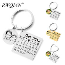 Personalized Calendar Keychain Custom Engraved Date Key Chain Ring Customized Birthday Gift DIY Private Photo Keychains Keyring 2024 - buy cheap