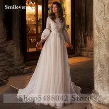 Smileve-Vestido de novia de princesa, manga farol, bohemio, elegante, con cuentas, Apliques de encaje 2024 - compra barato