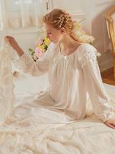 Vintage Soft Cotton Women's Long Nightgowns Embroidery Long Sleeve Elegant Autumn Spring Princess Elegant Loose Long Nightwear 2024 - buy cheap