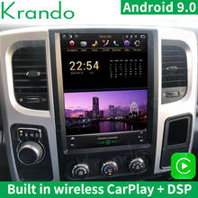 Автомобильный радиоприемник Krando Android 9,0, 12,1 дюйма, 4 Гб + 64 ГБ, в стиле Тесла, GPS-навигатор, плеер для Dodge RAM 2008-2012, мультимедийный плеер 2024 - купить недорого