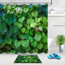 Spring Plant Green Leaf Fabric Shower Curtains for Bathroom Doormat Waterproof Polyester Bath Curtain with Hooks Home Decor 2024 - buy cheap