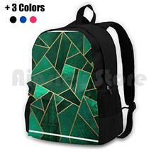 Emerald And Copper Outdoor Hiking Backpack Riding Climbing Sports Bag Graphic Pattern Abstract Lines Mosaic Geometric Geometric 2024 - buy cheap