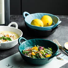 Nordic Double Ear Bowl Ceramic Creative Soup Bowl Ramen Bowl Retro Salad Bowl Disc Tray Household Tableware Restaurant Supplies 2024 - buy cheap