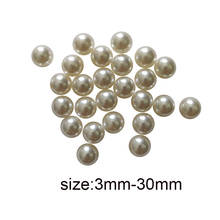 High Quality Imitation Pearls Round Shape ABS Straight Hole Beige Beads Handmade DIY Bracelet Jewelry Accessories Making 3-30mm 2024 - buy cheap