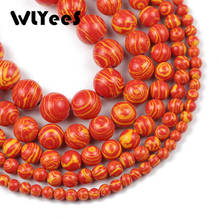 WLYeeS Orange malachite Stone bead synthesis Round Loose Spacer Beads For Jewelry Making DIY Bracelet Necklace 15" 4 6 8 10 12mm 2024 - buy cheap