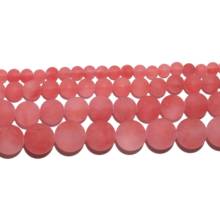 Cuentas sueltas redondas de cristal de sandía, piedra Natural roja mate, pulido opaco, 4, 6, 8 y 10 MM, tamaño a elegir para fabricación de joyería DIY 2024 - compra barato