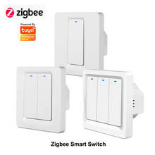 Tuya Zigbee Smart Switch Push Button wireless 220V Wall Wifi Light Switch 1 2 3 Gang Voice Control  Alexa Echo Google Home EU UK 2024 - buy cheap