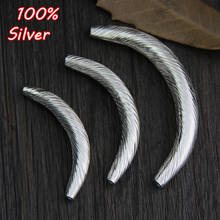 Moda quente artesanal 925 prata esterlina diy thai prata dobrado tubo pulseiras tubo oco cotovelo acessórios de jóias 2024 - compre barato