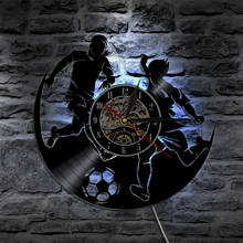 Football Soccer Vinyl Record Wall Clock Football Players Home Decorations Soccer Wall Clock with LED Light For Kids Boys Gift 2024 - buy cheap