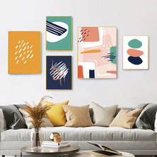 Quadros geométricos abstratos modernos, arte em tela para sala de estar, quarto, colorido, pôster de parede, decoração de casa 2024 - compre barato
