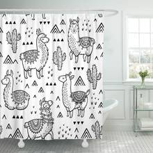 Black America Outline Lamas Ink Coloring Book Colorful Doodle North Shower Curtain Waterproof Polyester Fabric 72 x 72 inches 2024 - buy cheap