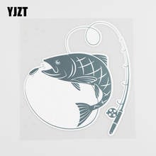 YJZT 13.5CMX14.7CM Individualization Fish Car Sticker Fishing Rod Pvc Decal 6A-0206 2024 - buy cheap