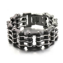 25mm Black Men's Titanium Steel Bicycle Motorcycle Chain Bracelet Punk Three-Layer Stainless Steel Bike Biker Bracelets Jewelry 2024 - buy cheap