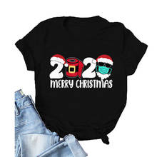 Funny Christmas Shirt Quarantine Christmas 2020 T-shirt Santa Claus Wearing Mask Graphic Tee Merry Christmas Shirts Holiday Gift 2024 - buy cheap